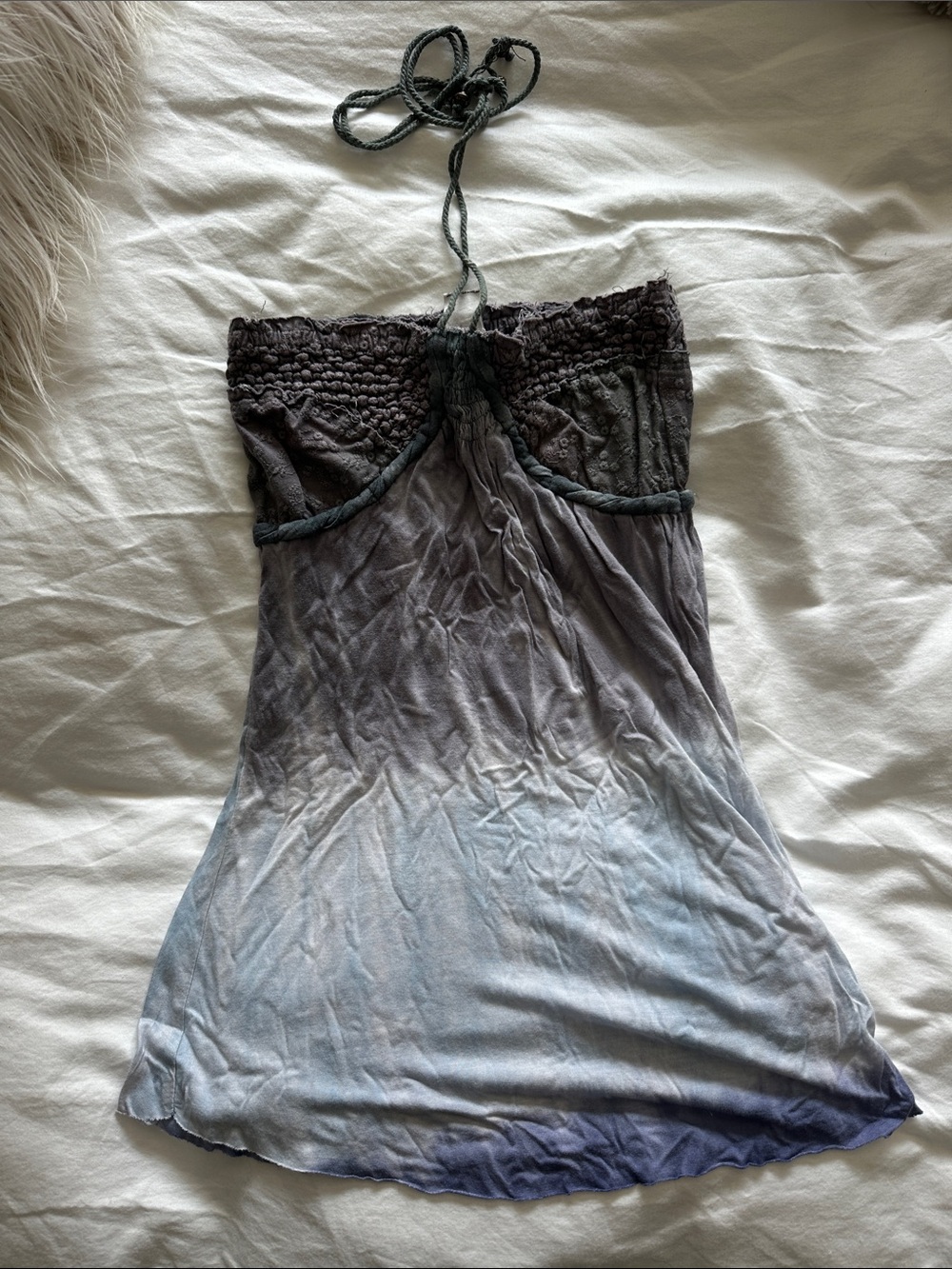 Free people Tie-Dye Ombre Halter in Gray and Blue